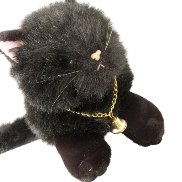 Vintage Black Cat Plush - Etsy Vintage 80s Plush Black Cat with Bell 16\